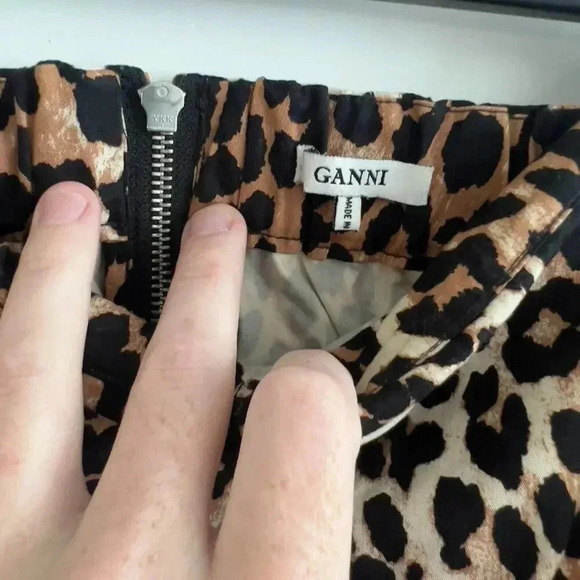 987 Ganni Leopard Print Jumpsuit Size 34 Color Cream Brown - Picture 4 of 6